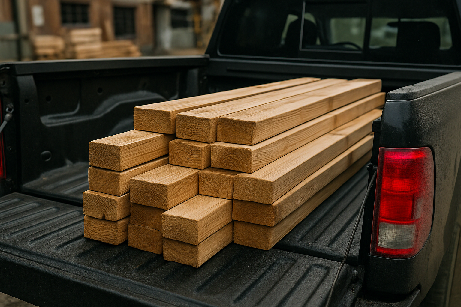 truck bed with wood planks